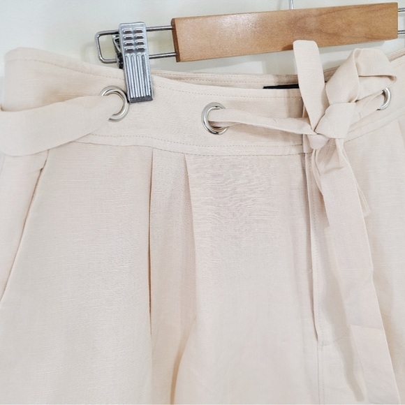 Paige Teyana ecru linen shorts drawstring waist cream size 10 NEW NWT - Picture 6 of 8